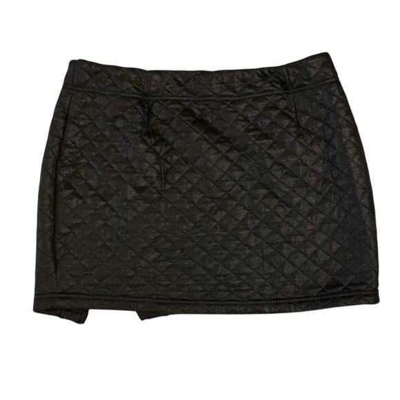 Express Quilted Micro Mini Skirt Size 8 Biker Going Out Goth Moto Side Zip Sexy - Picture 5 of 6